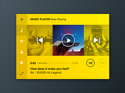 Music Widget flat interface ui user interface ux widget yellow