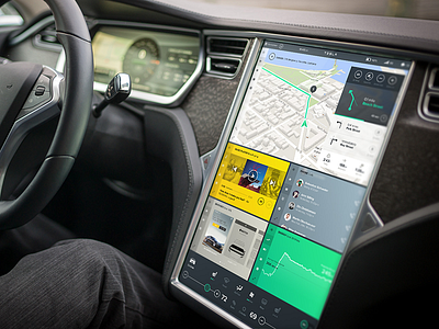 Tesla Interface Concept flat interface model s tesla ui user interface ux widget