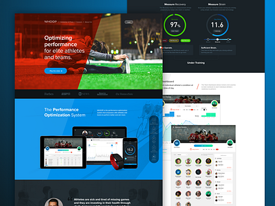 Whoop.com landingpage athletes landing page one pager sport ui user experience user interface ux wearables