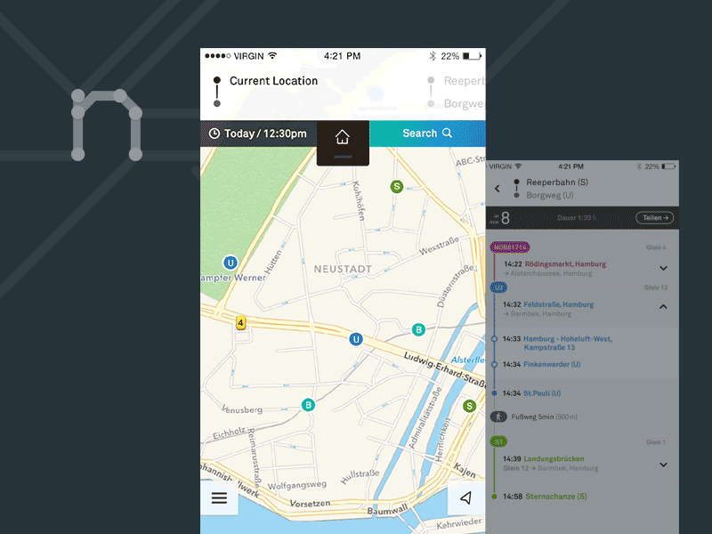 Nextr 2.0 app interface iphone public transportation ui user experience user interface ux