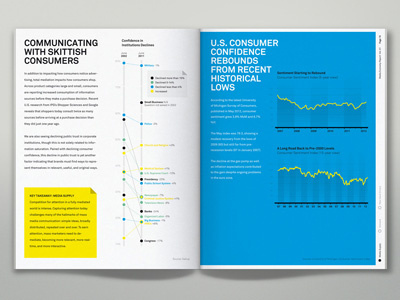Media Economy Report Double Page blue chart editorial graph infographic magazin