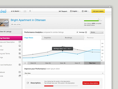 Airbnb Host Analytics graph interface metrics statistics ui ux