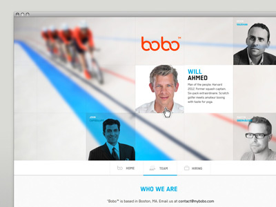 Bobo Team Page blue cycling fitness orange sport ui ux website