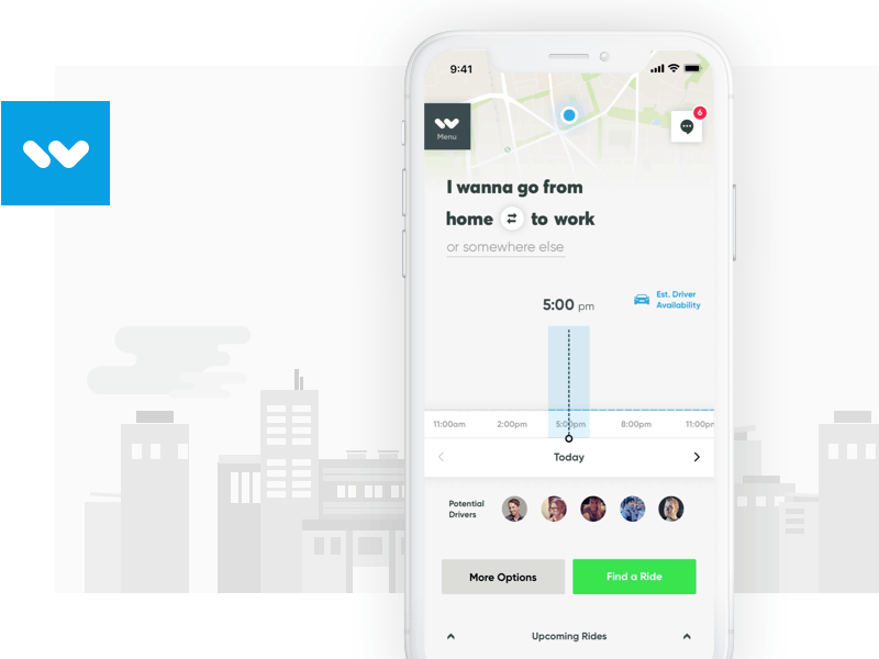 Wunder Carpool App app carpool information architecture information design ride search shared ui ui design ux ux design wunder