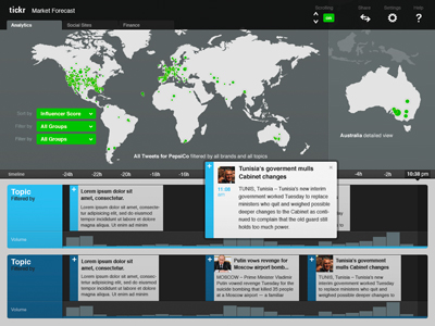 Tickr Map business interface map real time tickr timeline track ui ux world