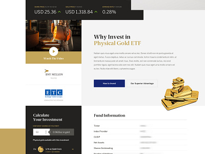 Teaser: Physical Gold ETF Layout calculator gric homepage humaan type ui ux web website