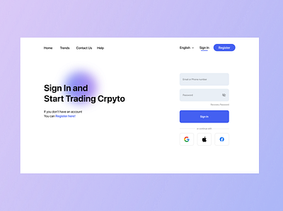 Crypto Trading Website Sign In Page branding crypto crypto currency crypto exchange crypto wallet cryptocurrency crystal design finance finance app finance business finances minimal ui ux webdesign webdesigner webdevelopment website