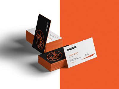 Business cards for Rallylab branding business cards car identity identity design logo orange race rally wrc