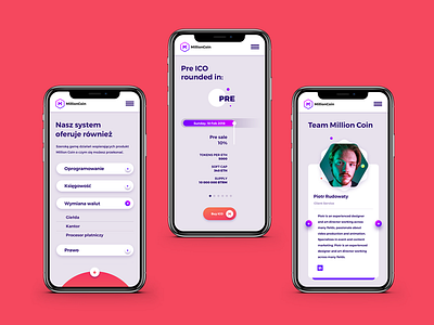 MillionCoin website mobile blockchain branding crypto design ico mobile ui webdesign website