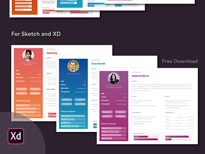 FREE User Persona Template for Sketch and Adobe XD adobe xd app design free persona research ui user user experience user interface userinterface ux web web design