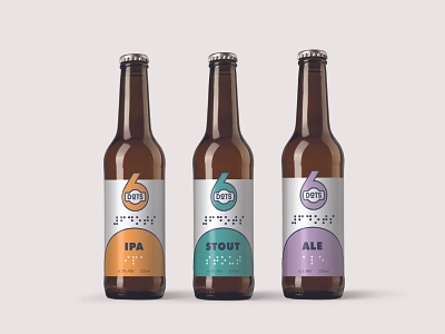 6DOTS Accessible Braille Beer Bottle Branding accessibility accessible beer beer label braille branding design futura inclusive design logo packaging