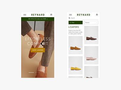 Reynard Responsive Website contemporary fashion green minimal mobile modern responsive shoes ui web design