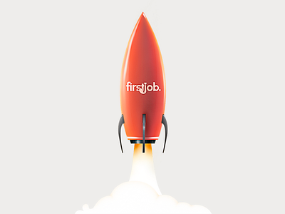 firstjob. brand branding business clouds draw fire firstjob illustration launch logo rocket smoke