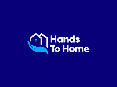 Hands To Home blue blue logo branding design hands home house illustration lettermark logo minimal minimalist typography ui wordmark