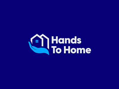 Hands To Home blue blue logo branding design hands home house illustration lettermark logo minimal minimalist typography ui wordmark