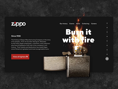 Zippo website animation burn fire interface web zippo бернмазафакаберн