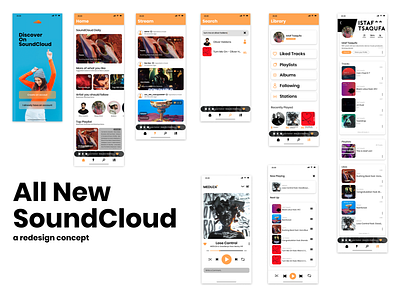 SoundCloud Mobile App Redesign app branding design flat icon minimal ui ux