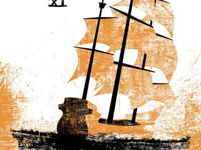 Out of Spite XI poster galleon pirate screenprint ship yaarrrr