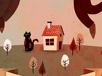 Cat & House cat house painting trees