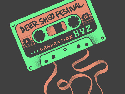 DSF10 Cassette apparel design deer shed festival design graham pilling neon