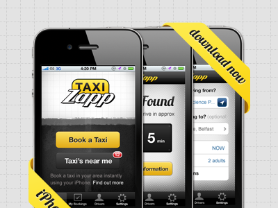 Taxizapp black ios iphone taxizapp yellow