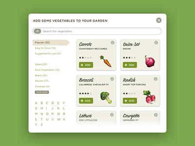Vegetable Garden Picker UI design interface software ui vegetables