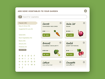 Vegetable Garden Picker UI