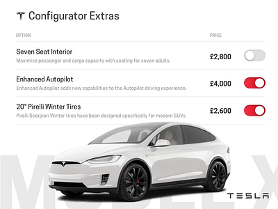 Tesla configurator screen 007 checkout configurator dailyui price settings tesla web