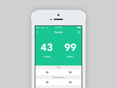 Sports Scorer - Results screen app design ios iphone mobile scorer sports ui ux