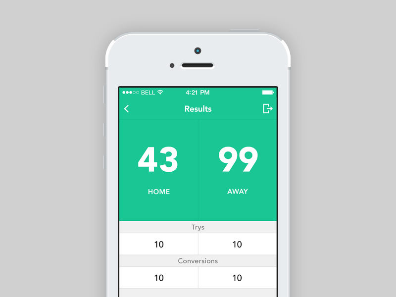 Sports Scorer - Results screen by Ed Sansom on Dribbble