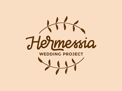 Official Logo Design - Hermessia Wedding Project branding design feminime icon leaf lettering logo monoline pastel wedding