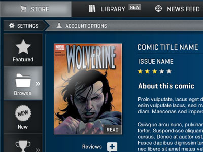 Oxicomics comics interface mobile