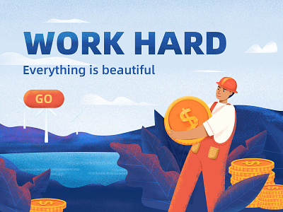 Work hard app art design icon illustration ui