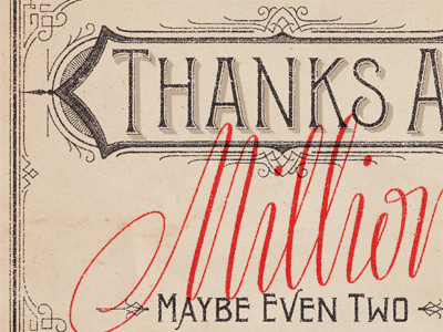 Thanks A Million Card card typography vintage