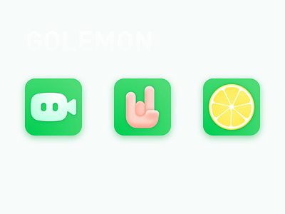 GOLEMON app design green hand icon lemon logo rock sketch ui viadeo