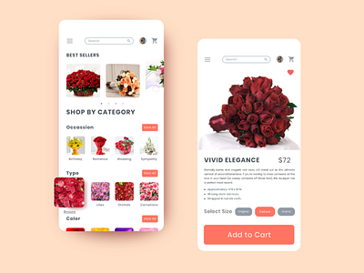 Flowers booking App UI mobile ui mobileapp ui uidesign uiux