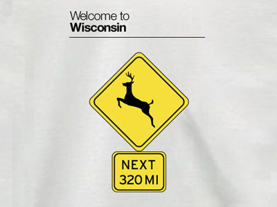 Deer Crossing t-shirt type treatment deer helvetica signage t shirt wisconsin