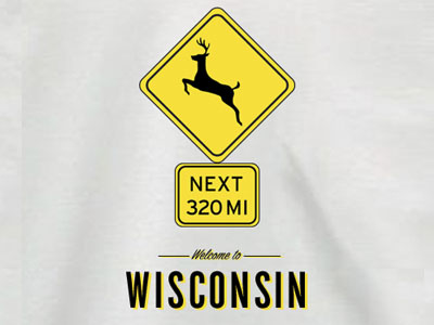 Dribblewideer4 deer sign signage t shirt trade gothic wisconsin