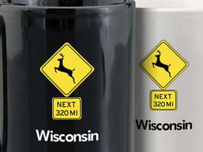 Deer Crossing Next 320 Miles Mug deer e commerce humor type typography wisconsin