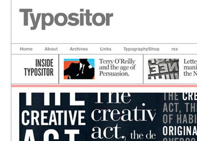 Typositor Blog Design black blog grey type typography web white