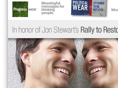 Rally for sanity Progresswear homepage e commerce political typography