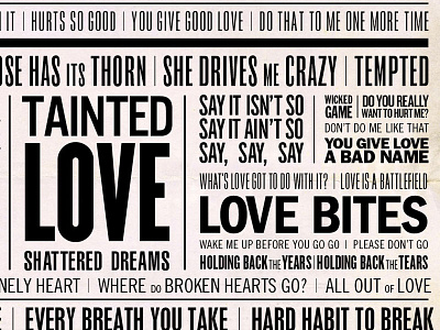 Love Songs: The 80s Poster black design love music poster type typography typographyshop white