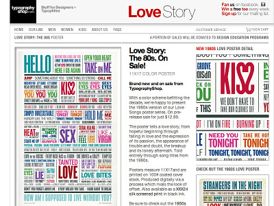 Love Songs: The 80s Poster on site design love music poster type typography typographyshop web