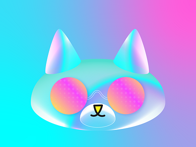 Iridescent Y2K Cat cool cat illustration original illustration spotify vector y2k