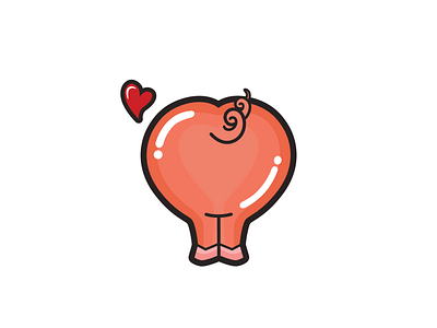 Porky Butt cute funny illustration logogram pig piggy pink pork vector