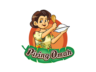 Indonesian Traditional Cuisine Mbok Logo children illustration cute logo food logo illustration indonesia logo mother rice woman cook