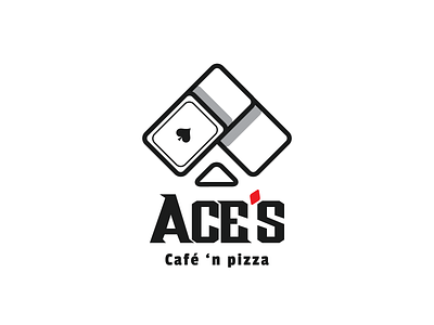 ACE'S Cafe & Pizza Logo cafe ideas cafe logo card design illustration logo monotone pizza play playcard trump card