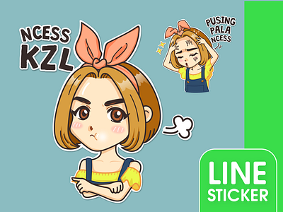 Ncess Tata LINE Stickers anime girl line chat line ux nft stamps stickers ux illustration