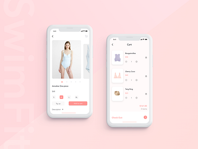 SwimFit application branding mobile mobile app mobile design mobile ui shopping shopping app swimsuit ui uxdesign