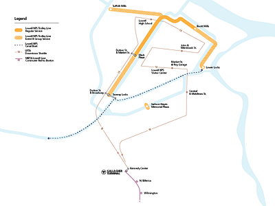 Transit Map Concept for Lowell, MA